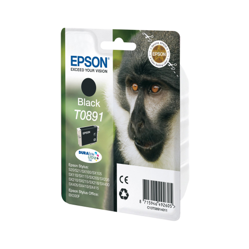 EPSON T0891 CARTUCCIA INKJET NERO PER EPSON STYLUS OFFICE BX300F EPSON STYLUS S20/S21/SX100/SX105/SX110/SX115/SX200/SX205/SX210/SX215/SX218/SX400/SX415
